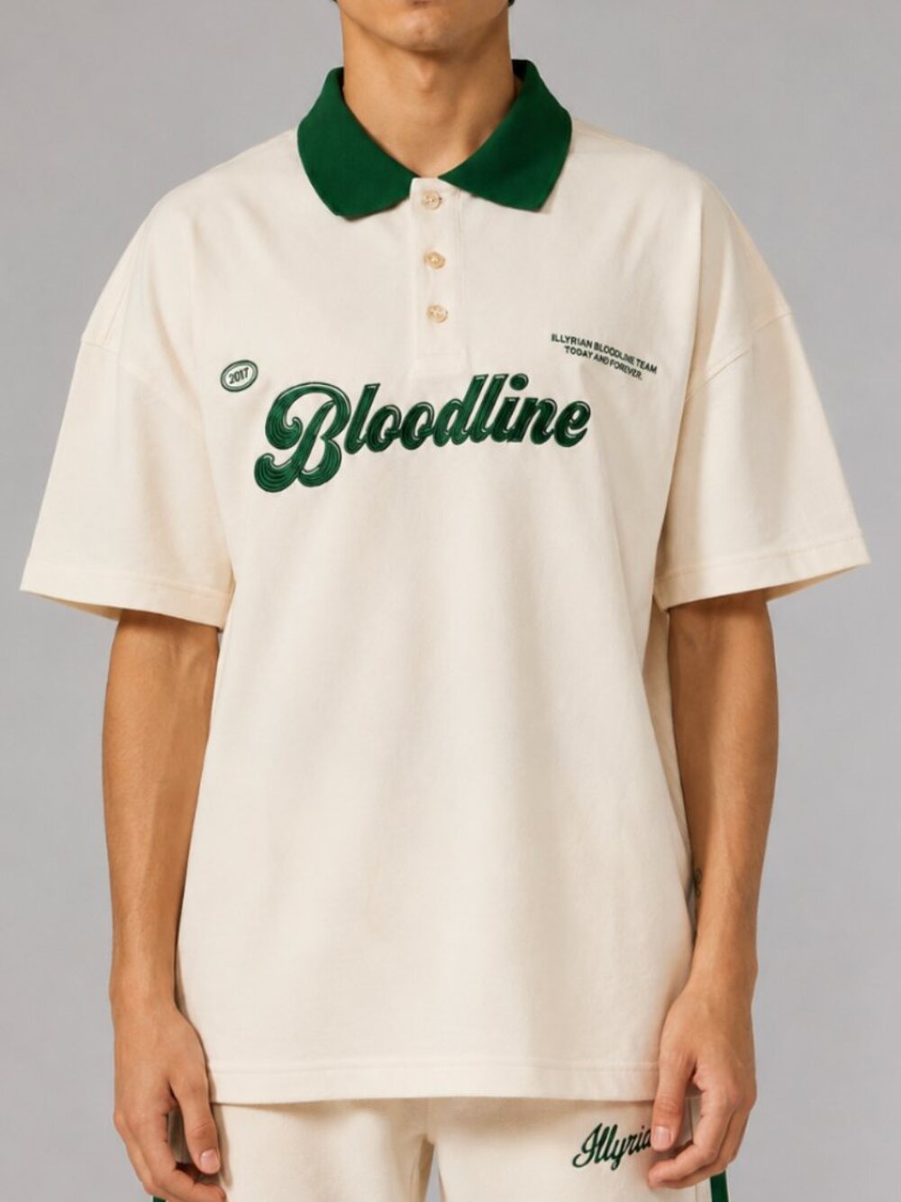 Men's Cream and Green Polo-shirts